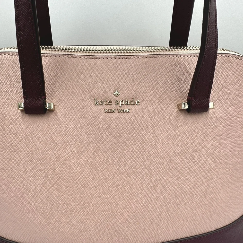 Kate Spade Maise Medium Dome Satchel Pink Wine‎ Colorblock Saffiano Leather